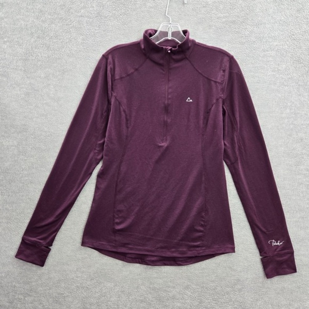 Paradox Women Sweatshirt Small Purlpe Merino Wool 1/2 Zip Mock Neck Thumbholes